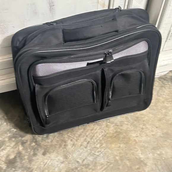 Classic Black Men's Soft Carry On Rolling Business Briefcase - Picture 1 of 9